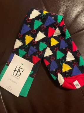 Happy Socks Christmas Tree Pattern Crew Socks Size 10–13 NWT